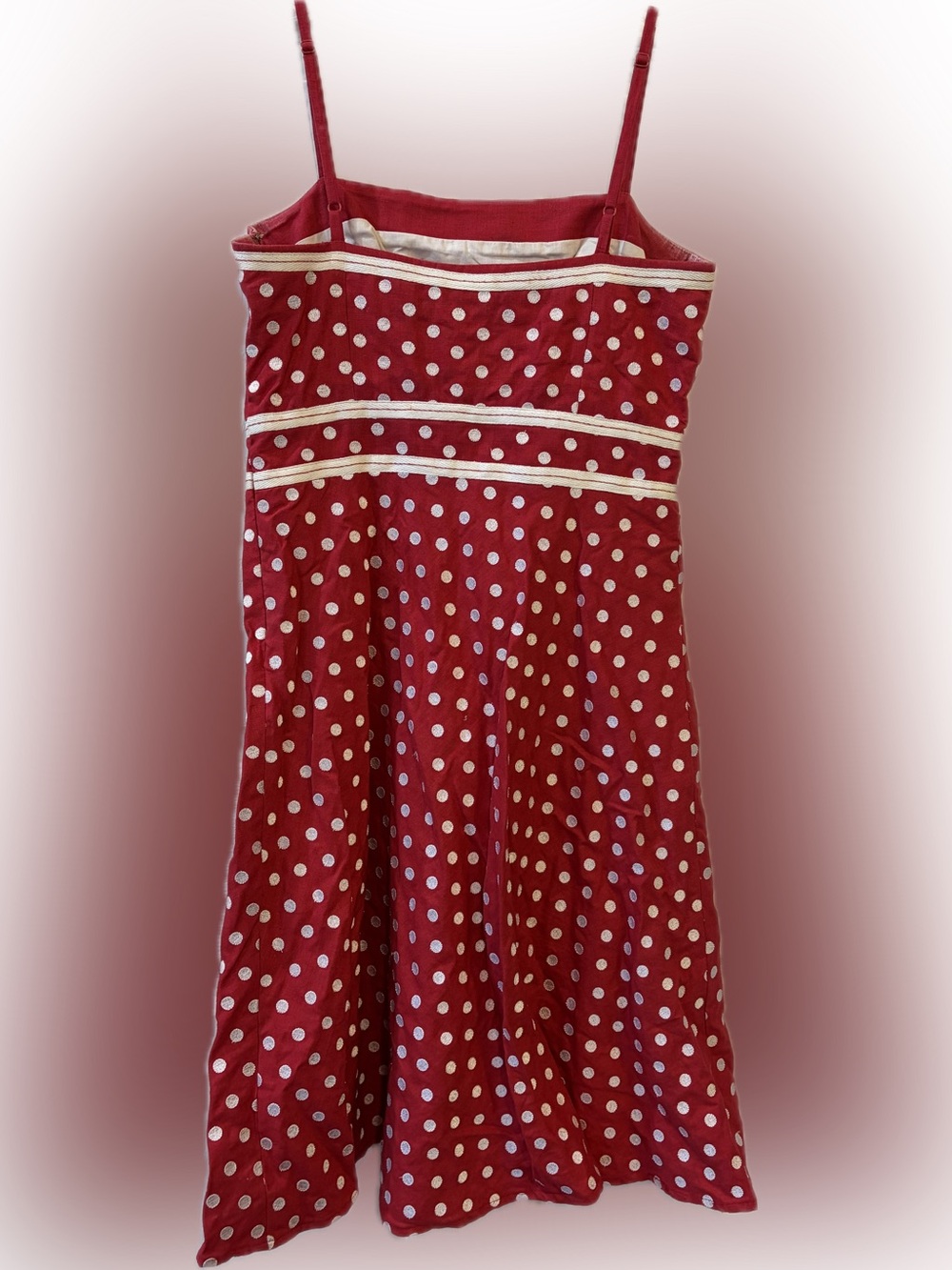 Muse Red and White Polka Dot Spaghetti Strap Dress - Picture 4 of 10